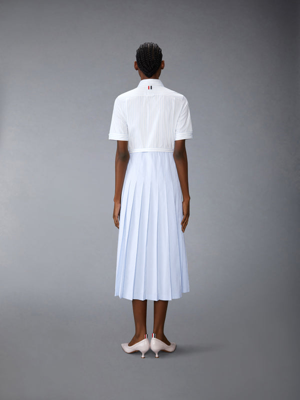 PINSTRIPE POPLIN BELTED PLEATED SHIRTDRESS - image 3