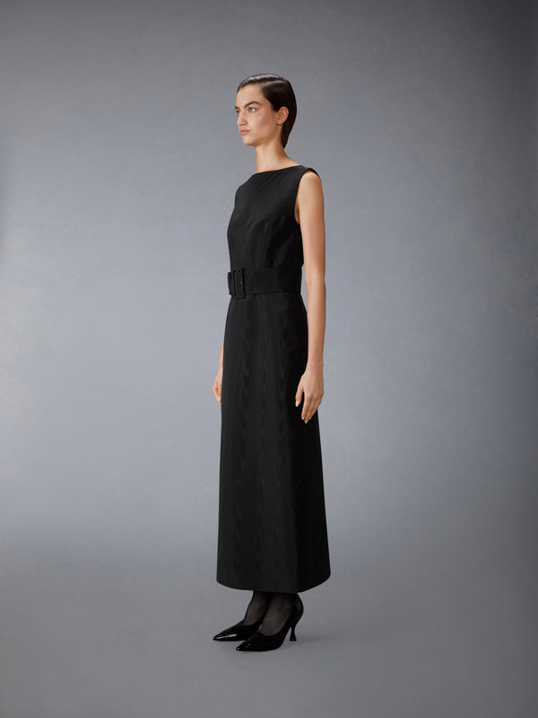 SILK MOIRE BOAT NECK COLUMN DRESS - image 2