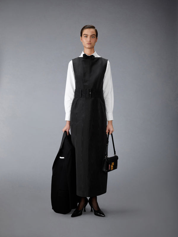 SILK MOIRE BOAT NECK COLUMN DRESS - image 4