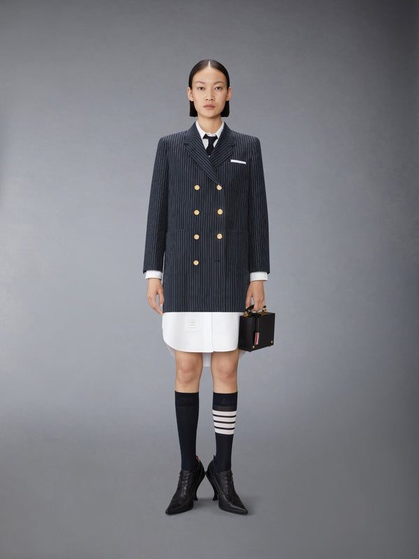 PINSTRIPE HIGH TWIST WOOL SACK SPORTCOAT DRESS - image 4
