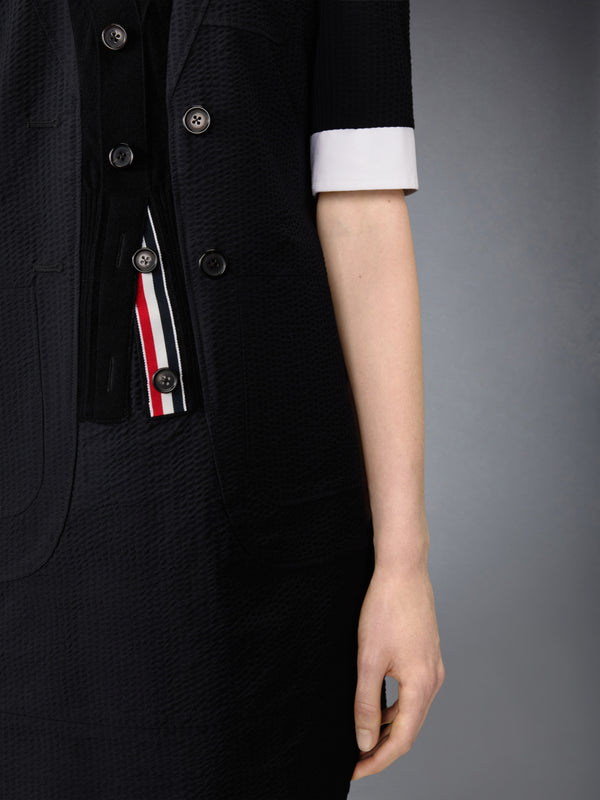 WOOL SEERSUCKER TROMPE L’ŒIL SACK MINI DRESS - image 5