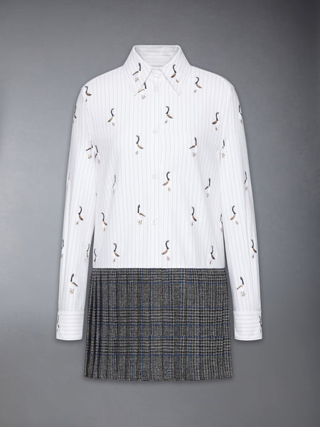 PLEATED BOTTOM GOOSE SHIRTDRESS MEDIUM GREY