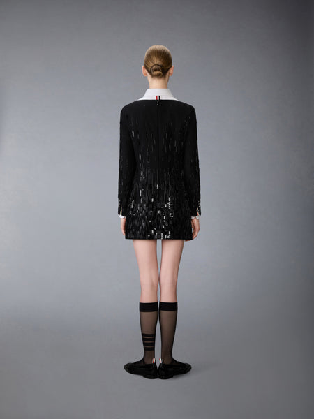 DEGRADE EMBROIDERED MINI SACK DRESS BLACK