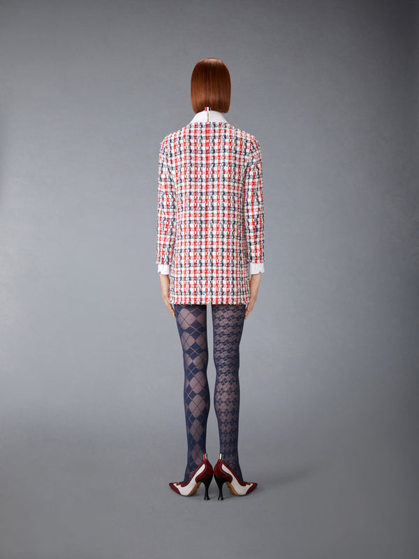 GINGHAM SATIN RIBBON TWEED SHIFT DRESS - image 3