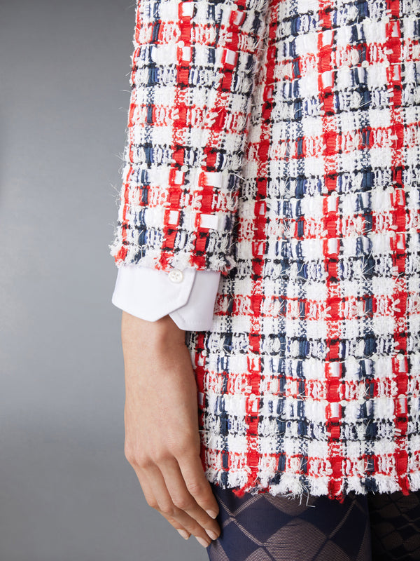 GINGHAM SATIN RIBBON TWEED SHIFT DRESS - image 5