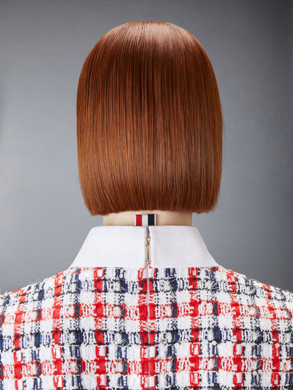 GINGHAM SATIN RIBBON TWEED SHIFT DRESS - image 6
