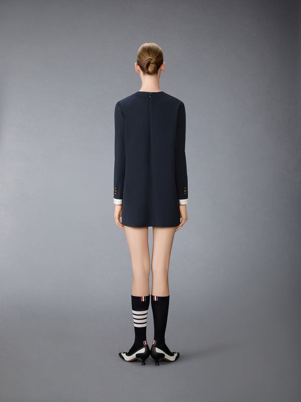 WOOL SEERSUCKER TROMPE L’ŒIL SHIFT MINI DRESS - image 3