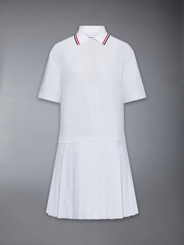 Hairline 4-Bar Pleated Polo Mini Dress