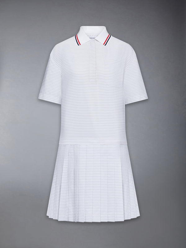 HAIRLINE 4-BAR PLEATED POLO MINI DRESS - featured image