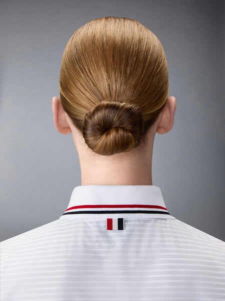 HAIRLINE 4-BAR PLEATED POLO MINI DRESS MED GREY