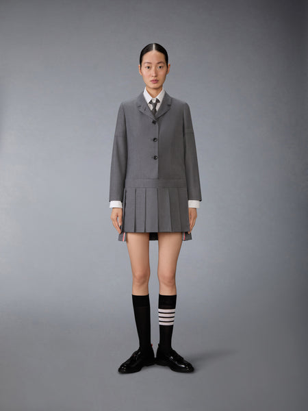 SUPER 120'S TWILL SPORTCOAT PLEATED MINI DRESS MED GREY