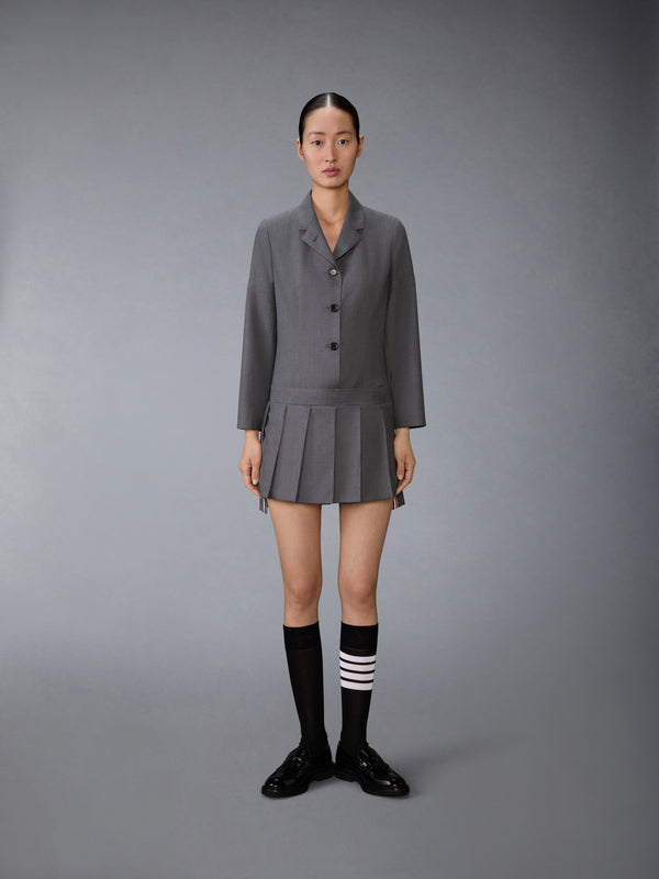 Women's Super 120's Sportcoat Pleated Mini Dress in Med Grey Size 40