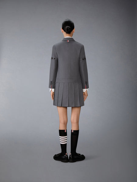 SUPER 120'S TWILL SPORTCOAT PLEATED MINI DRESS MED GREY