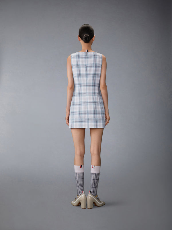 sack dress Thom Browne White & Gray Windowpane Plaid Sack Minidress