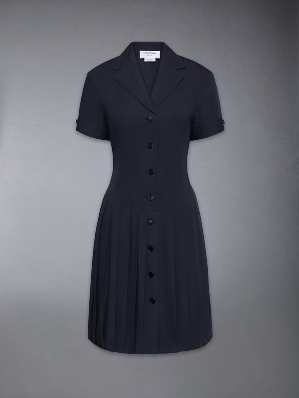 LAPEL COLLAR PLEATED DRESS - featured image