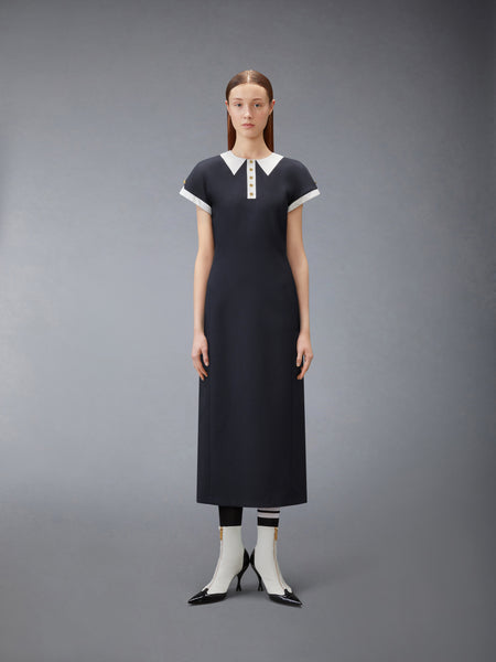 HOPSACK SUITING DRESS NAVY