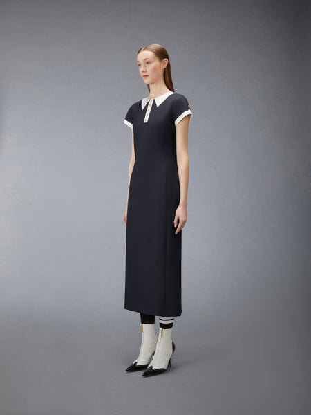 HOPSACK SUITING DRESS NAVY