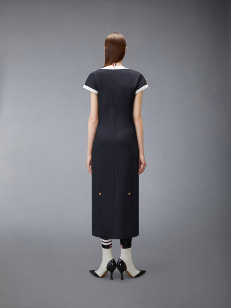 HOPSACK SUITING DRESS NAVY
