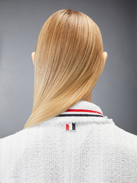 SOLID TWEED PLEATED SPORTCOAT DRESS WHITE