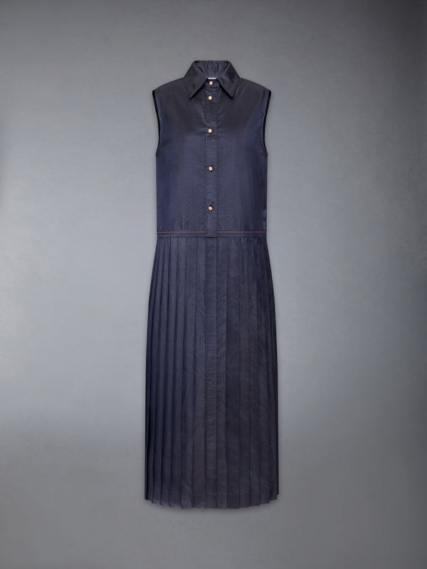 SILK SEERSUCKER PLEATED SHIRTDRESS - featured image