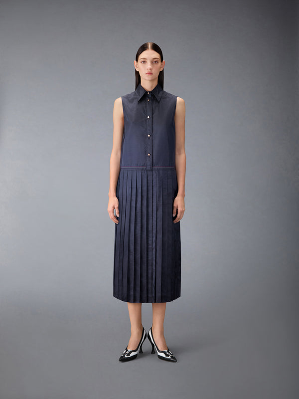 SILK SEERSUCKER PLEATED SHIRTDRESS - image 1
