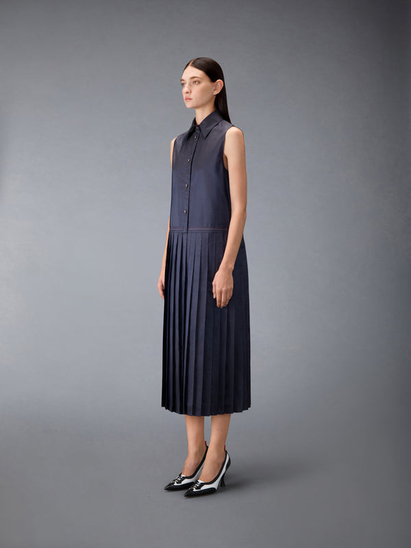 SILK SEERSUCKER PLEATED SHIRTDRESS - image 2