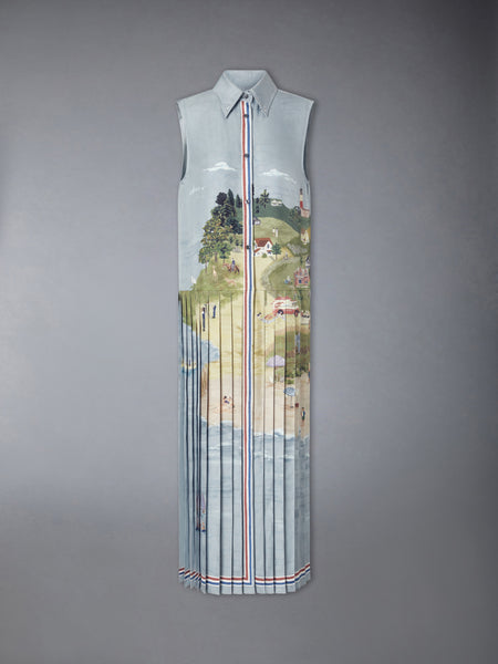 NANTUCKET SCENIC SILK TWILL SHIRT DRESS SEASONAL MULTI