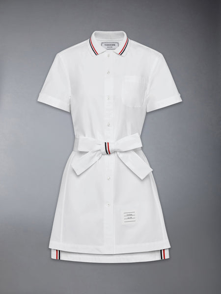 SOLID POPLIN BOW SHIRTDRESS WHITE