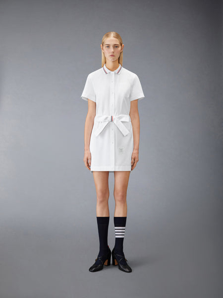 SOLID POPLIN BOW SHIRTDRESS WHITE