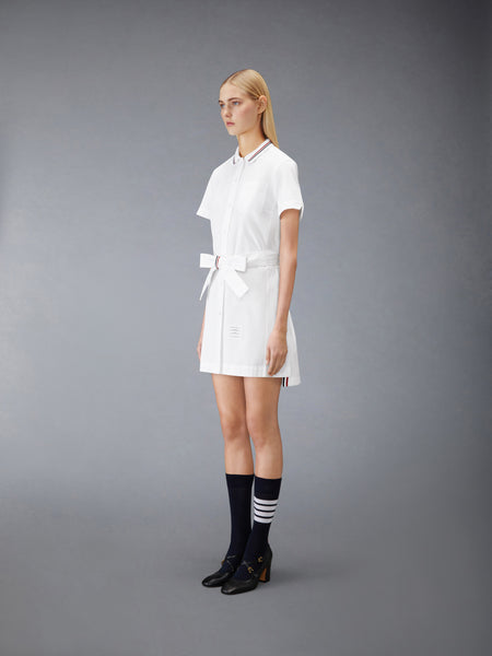 SOLID POPLIN BOW SHIRTDRESS WHITE