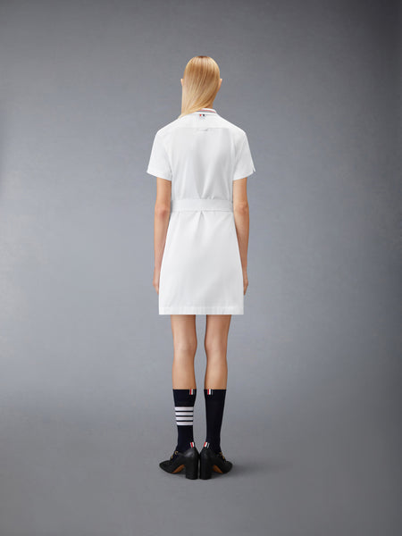 SOLID POPLIN BOW SHIRTDRESS WHITE