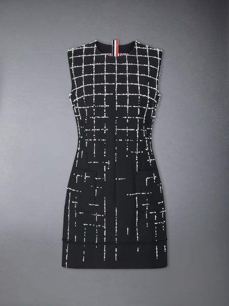 HOPSACK SUITING MINI DRESS BLACK