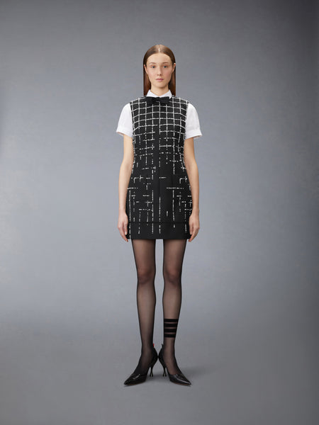 HOPSACK SUITING MINI DRESS BLACK