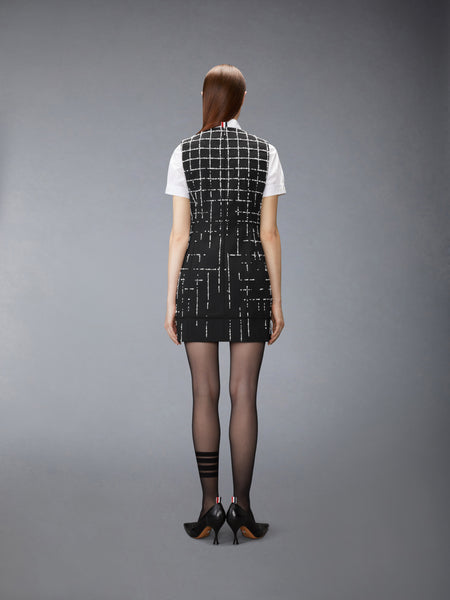 HOPSACK SUITING MINI DRESS BLACK