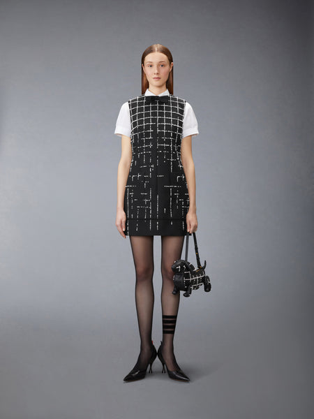HOPSACK SUITING MINI DRESS BLACK