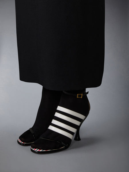 SOFT PATENT 4-BAR HIGH HEEL SANDAL 90MM BLK/WHT