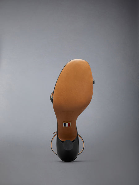 SOFT PATENT 4-BAR HIGH HEEL SANDAL 90MM BLK/WHT