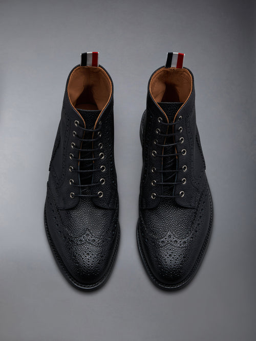 Pebble Grain Leather Sole Wingtip Brogue Boot | Thom Browne