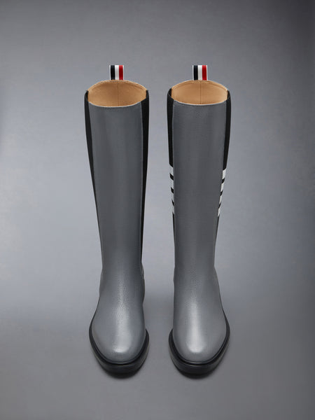 PEBBLE GRAIN 4-BAR KNEE HIGH CHELSEA BOOT 다크 그레이