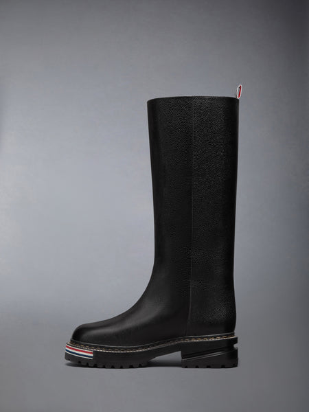PEBBLE GRAIN HIKING SOLE KNEE HIGH BOOT BLACK