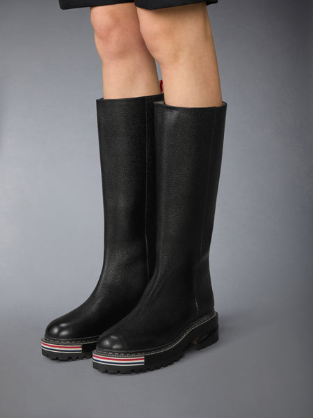 PEBBLE GRAIN HIKING SOLE KNEE HIGH BOOT BLACK