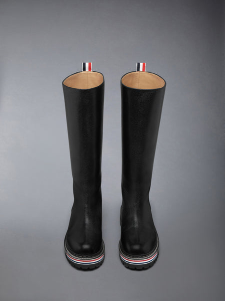PEBBLE GRAIN HIKING SOLE KNEE HIGH BOOT BLACK