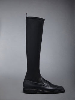 ストレッチ ヴィテッロ カーフ マイクロソール ニーハイ ペニーローファーブーツ