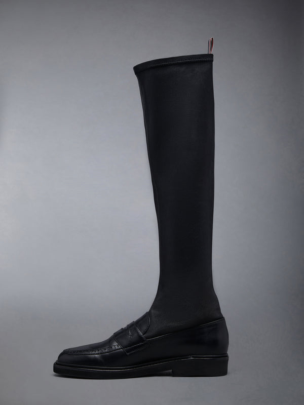 ストレッチ ヴィテッロ カーフ マイクロソール ニーハイ ペニーローファーブーツ - image 3