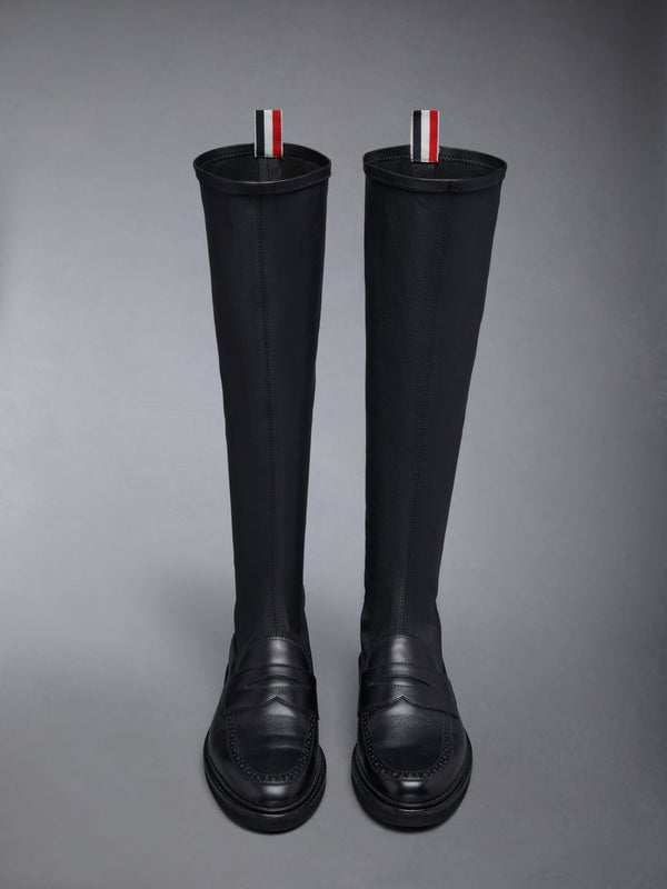 ストレッチ ヴィテッロ カーフ マイクロソール ニーハイ ペニーローファーブーツ - image 4