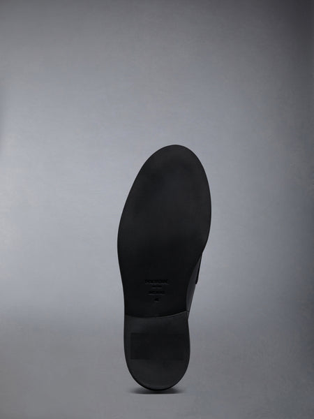 ストレッチ ヴィテッロ カーフ マイクロソール ニーハイ ペニーローファーブーツ 黒