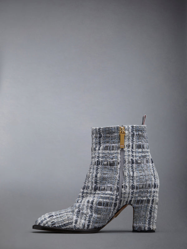 プリンス オブ ウェールズ チェック シェニール ツイード 75mm ブロックヒール アンクルブーツ - image 3