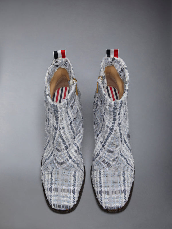 プリンス オブ ウェールズ チェック シェニール ツイード 75mm ブロックヒール アンクルブーツ - image 5