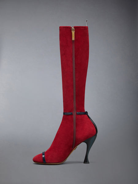 ソフトスエード トロンプルイユ 4-BAR サンダルブーツ 105MM バーガンディー/ネイビー