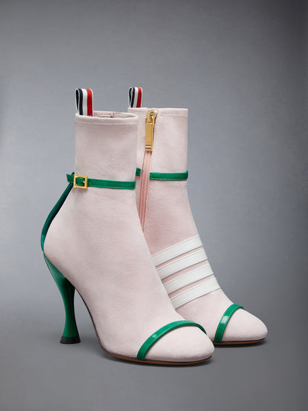 ソフトスエード トロンプルイユ 4-BAR アンクルブーツ 105MM ピンク/緑